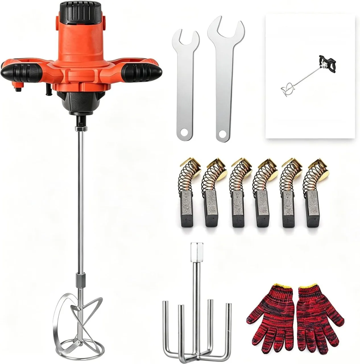 SHIJIN Electric Paint Mixer, 6-Speed Adjustable Handheld Cement Mixer With Double-Handle Grip, Thre…