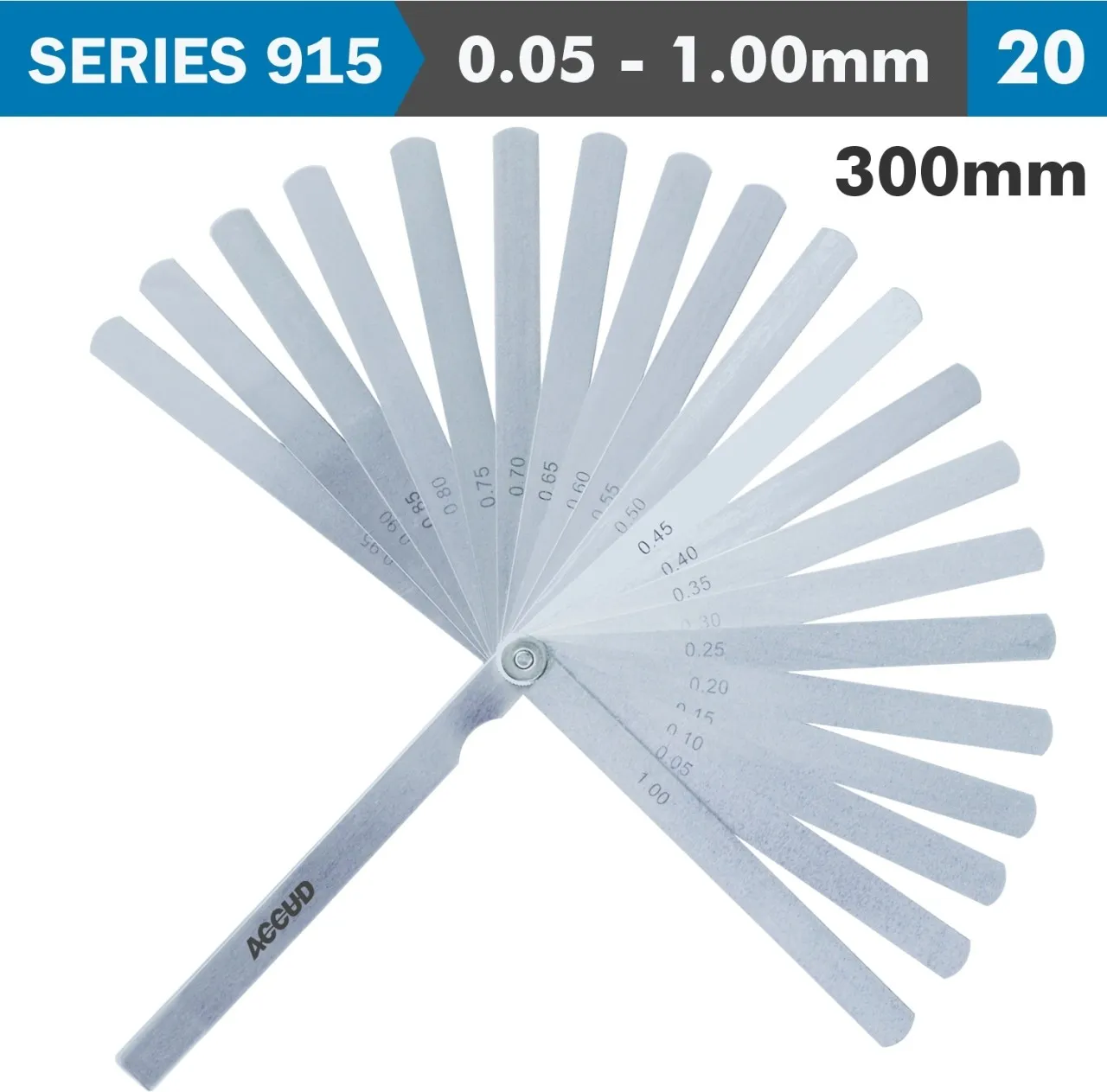 Accud Long Feeler Gauge Length 300mm 0.05-1.00mm Ruler
