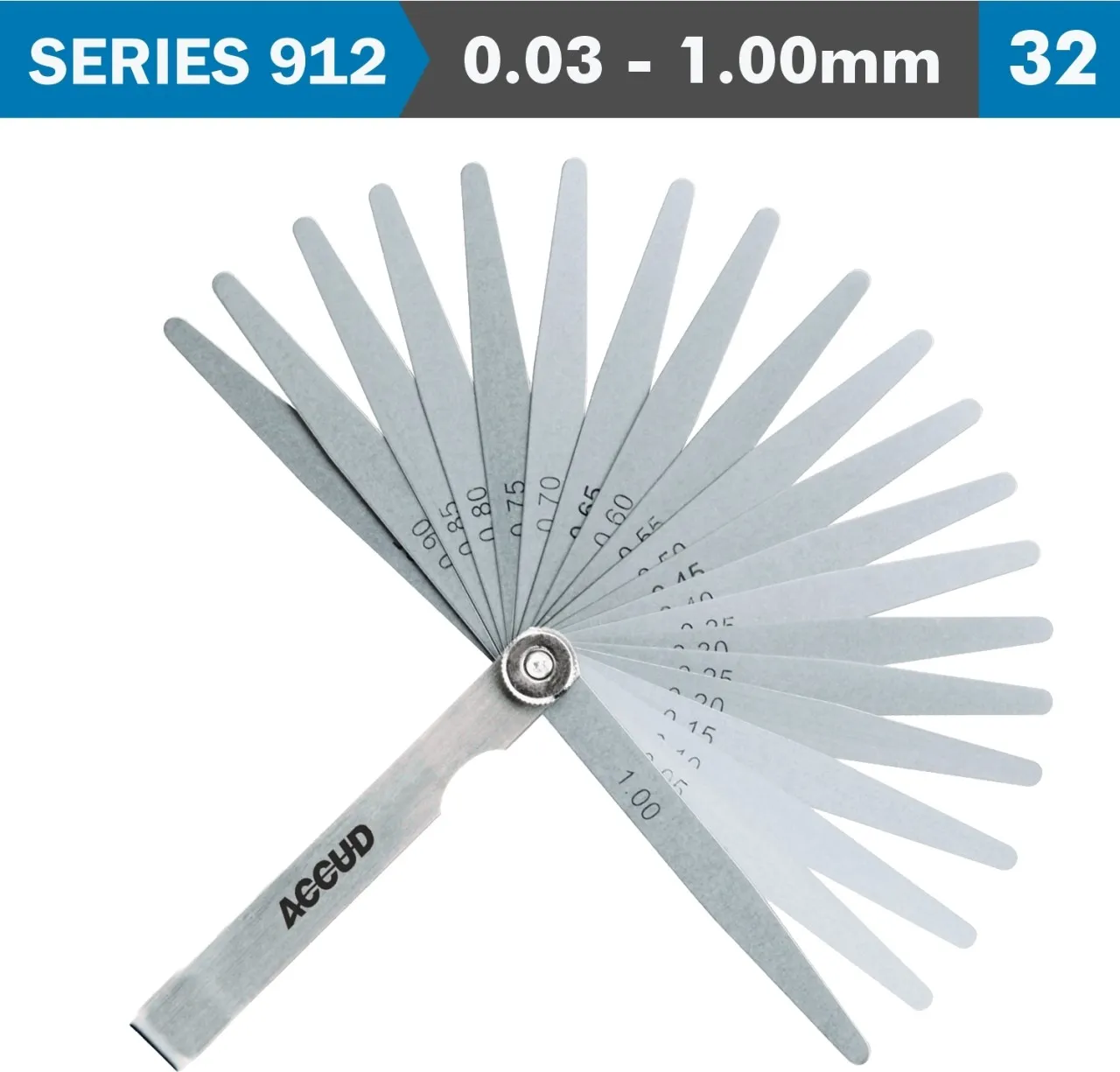 Accud Feeler Gauge Length 100mm 0.03 - 1.00mm Ruler