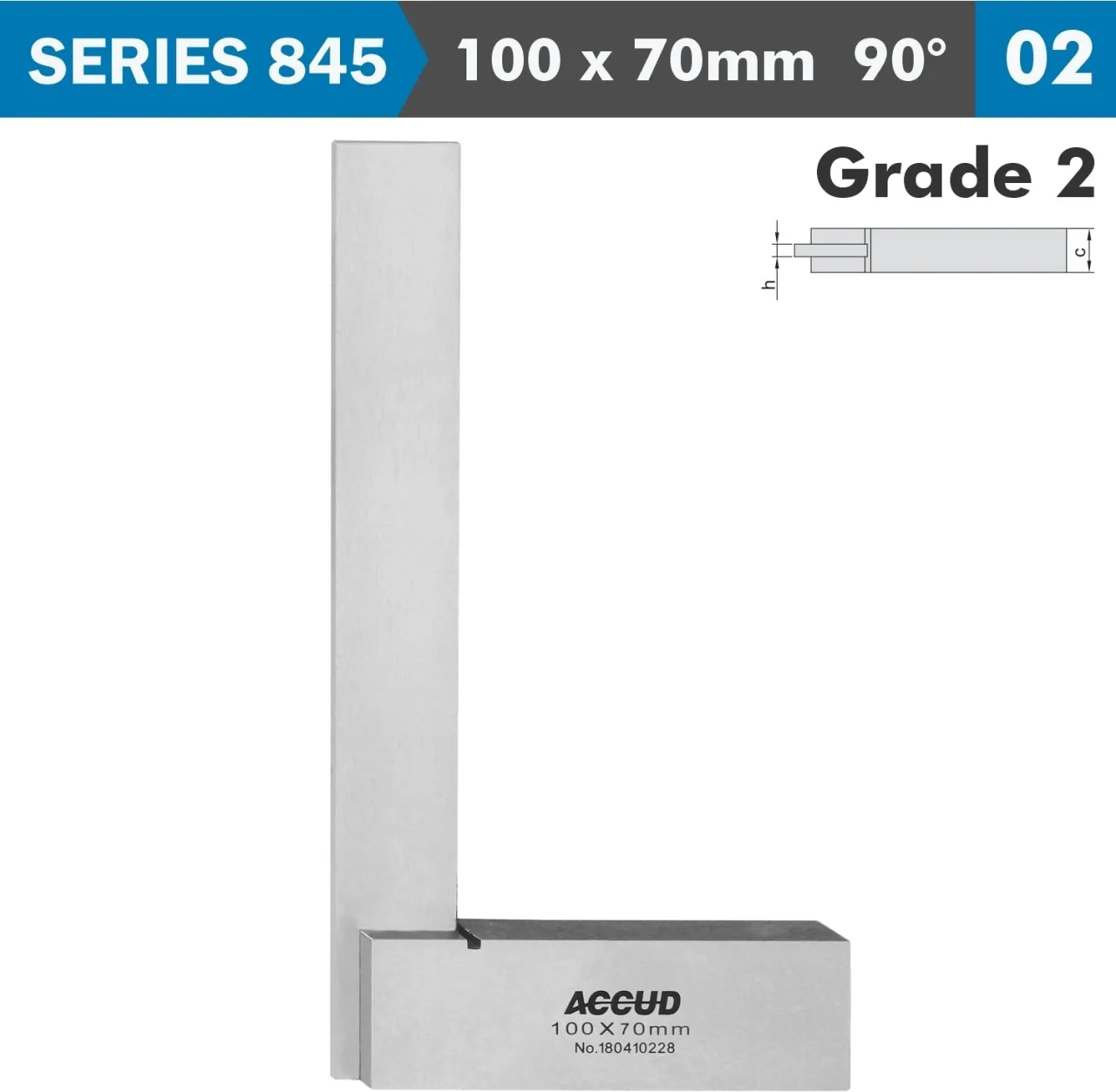 Accud Machinist Square Din875 Grade 2 100 x 70mm Ruler