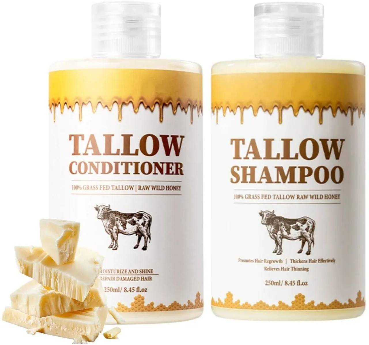 Wagu drum Tallow Shampoo and Conditioner Set, Natural Tallow Hair Care Kit for All Hair Types, Deep…