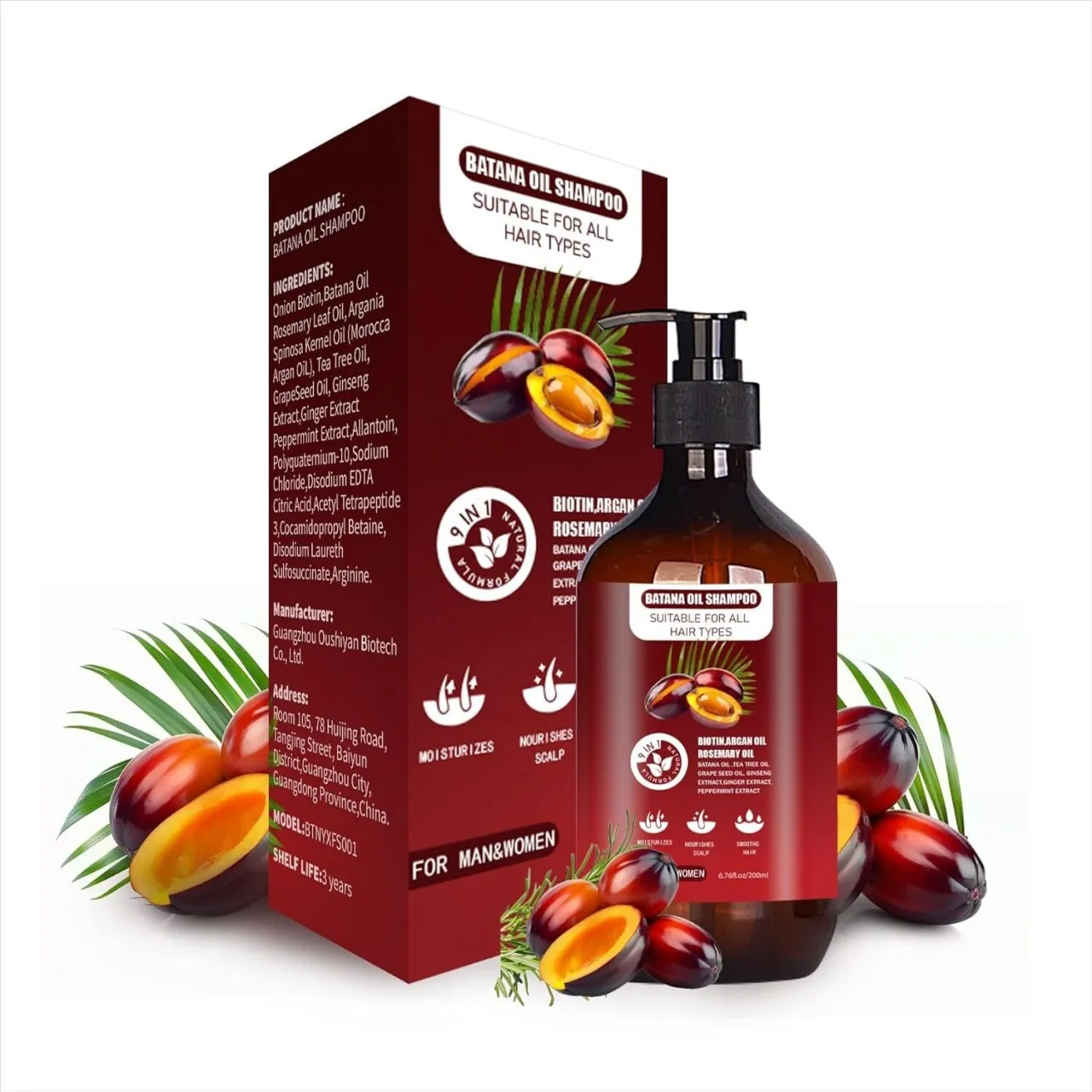 WEIWEISTORE Biotin Batana Oil Shampoo for Hair Growth, Rosemary Ginger Peppermint Extracts, Scalp C…