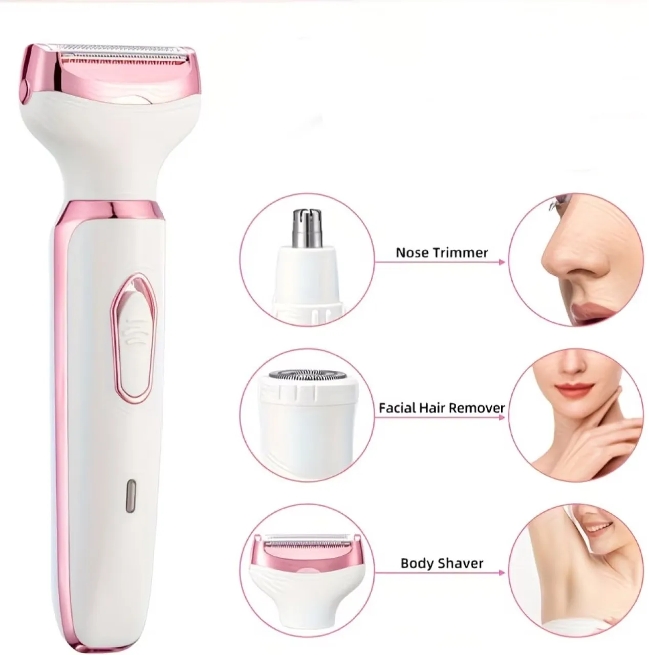 Lingfeng 4-In-1 USB Rechargeable Women'S Hair Remover Set: Effortlessly Groom Eyebrows, Nose, Face,…