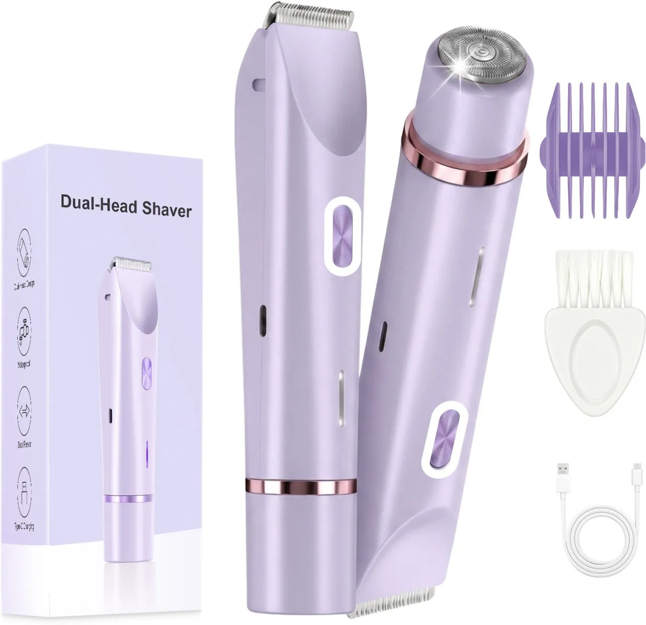 wooden horse Two-in-one women's bikini hair removal device, rechargeable electric razor, wet/dry wo…