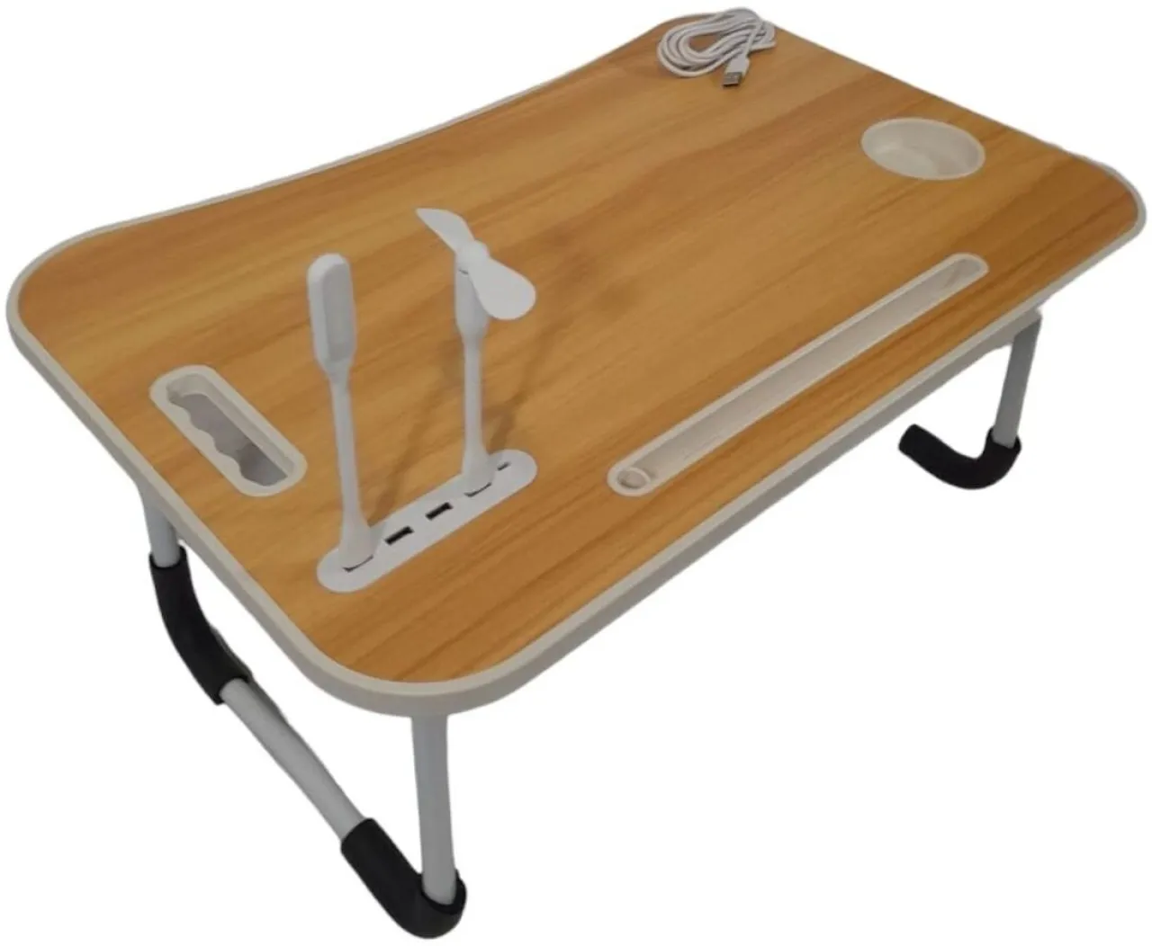 SMTE Collapsible USB Port Laptop Desk.-F24 Solid Wood Console Table