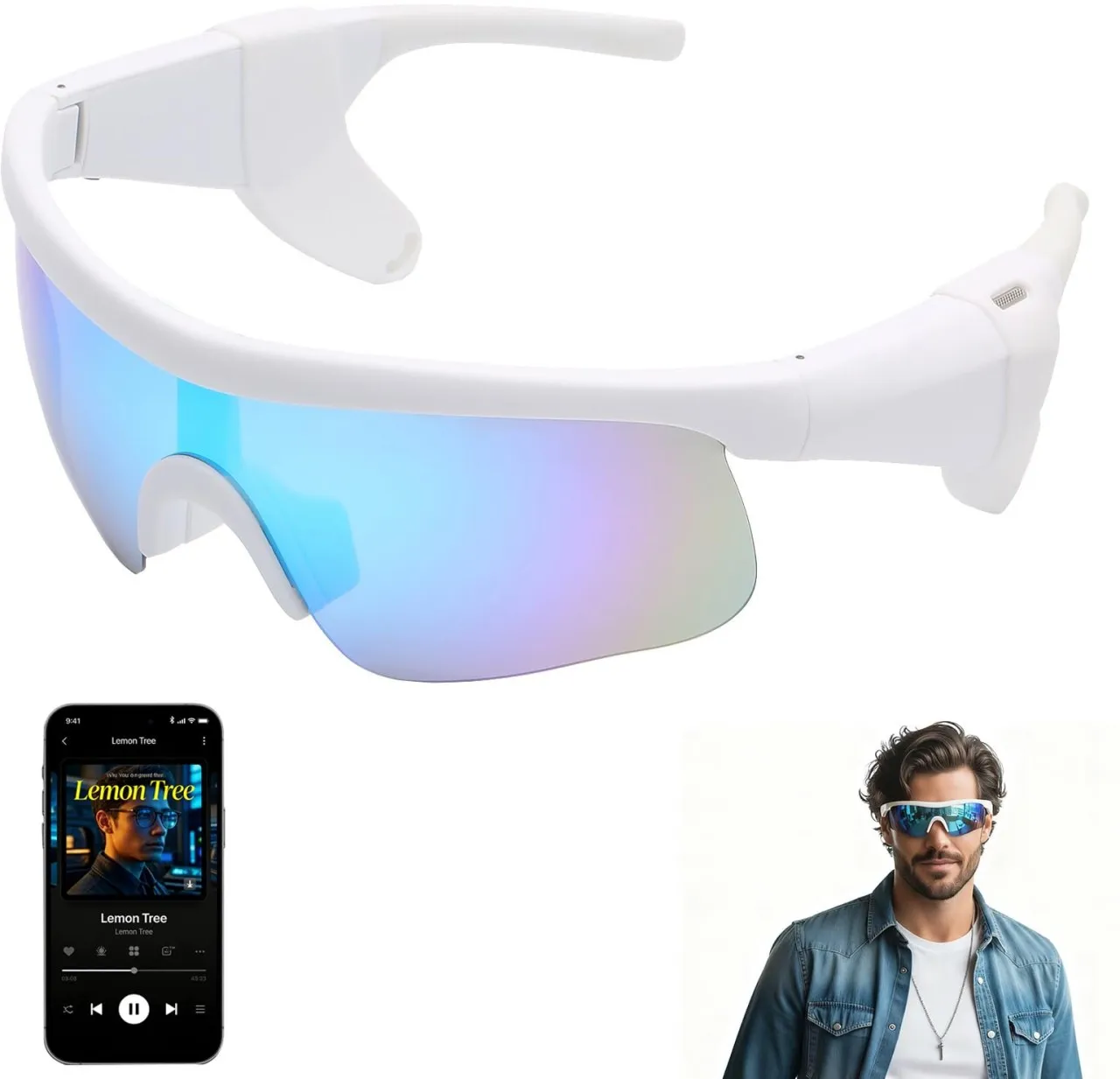 Duomi Smart Bluetooth Sunglasses for Men and Women, Open Ear Headphones with HiFi Sound, Built-in M…