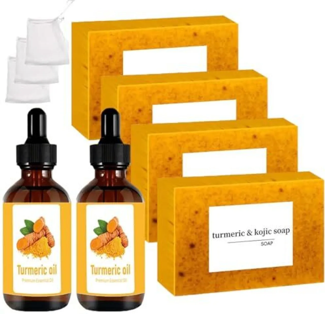 Zuosheng Turmeric Soap & Essential Oil Set, 6 Counts Turmeric Soap and Essential Oils with Soap Bag…