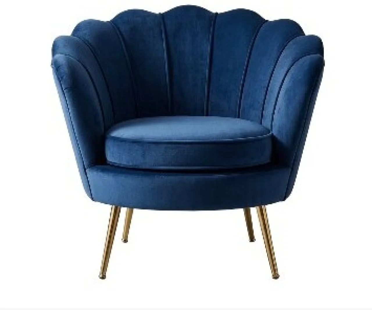 ONE Luxury BlueVelvet Shell Accent Chair with Gold Metal Legs | Modern Upholstered Lounge Chair Vel…