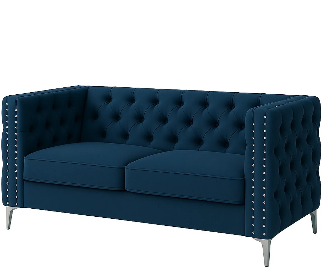 Designer Concepts Oxfordd Two Seater Buttoned Couch Blue NA 2 Seater  Sofa