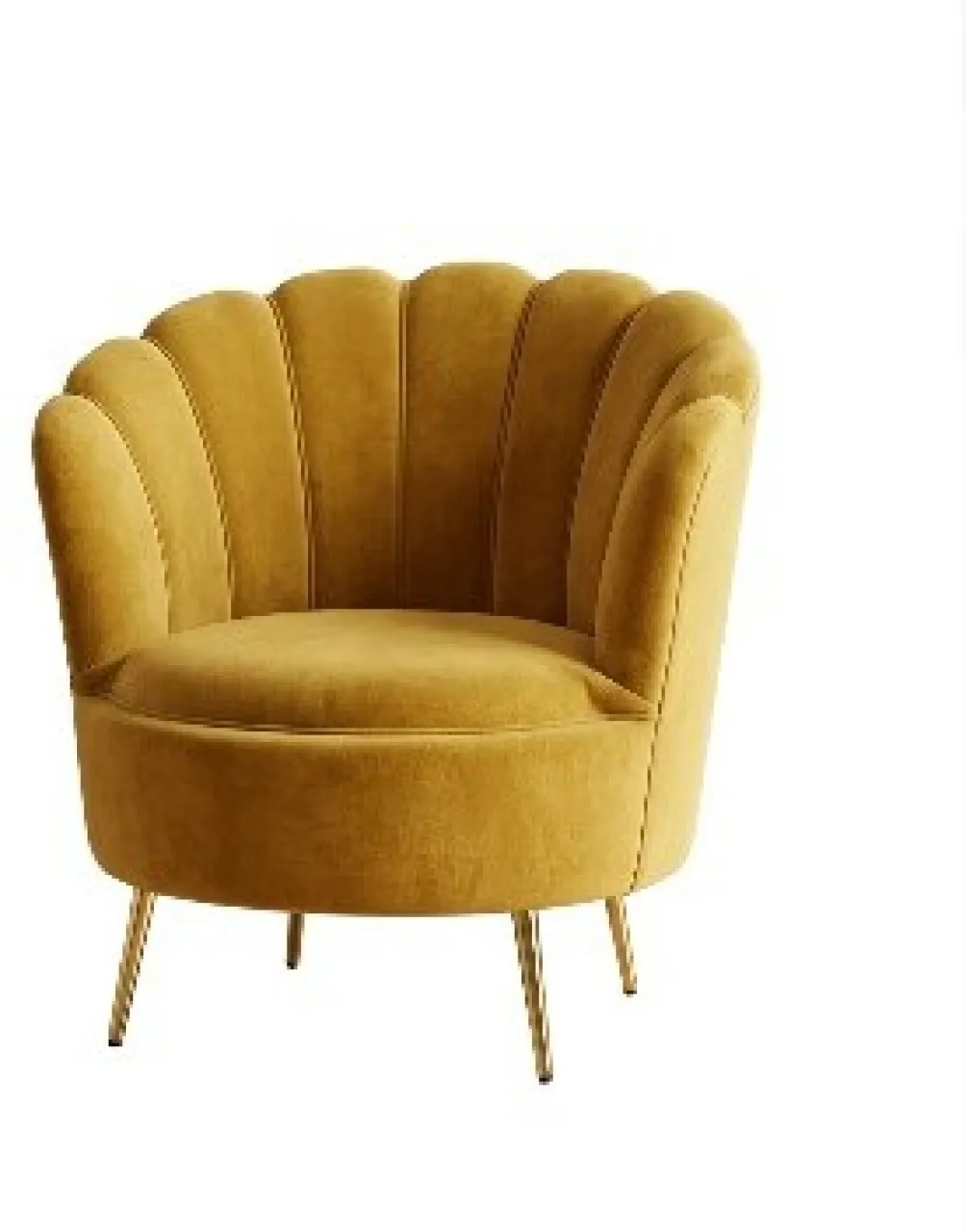 ONE Luxury Yellow Velvet Shell Accent Chair with Gold Metal Legs | Modern Upholstered Lounge Chair …