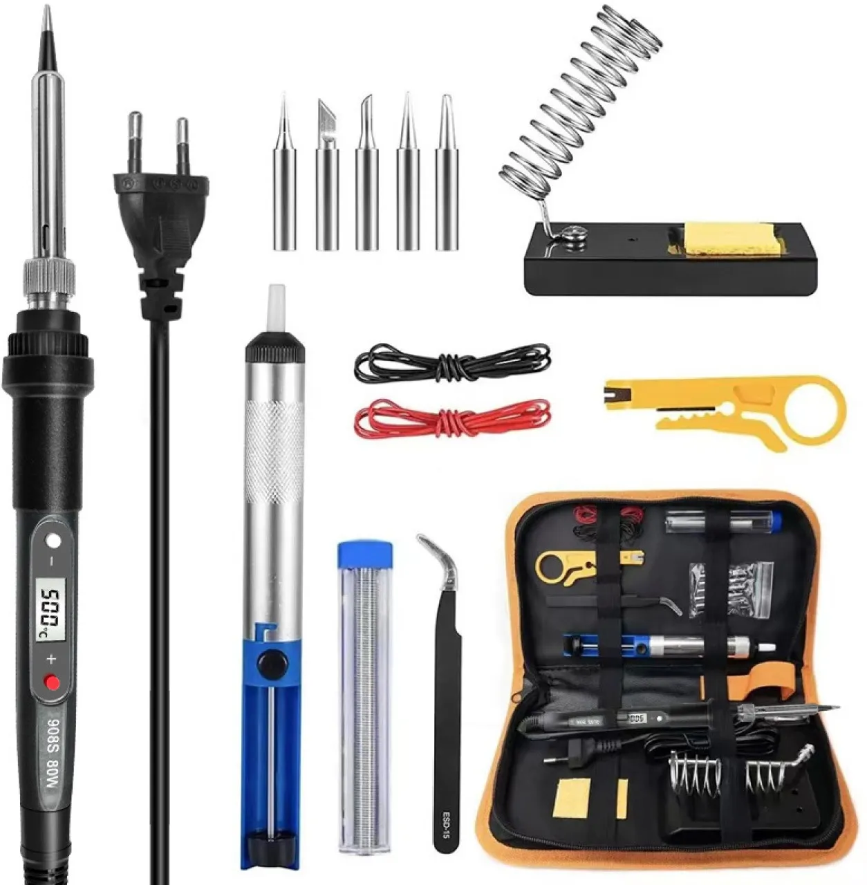 LIUHUI Soldering Iron Kit 80W – LCD Digital Adjustable Temperature Soldering Tool Set with 5 Precis…