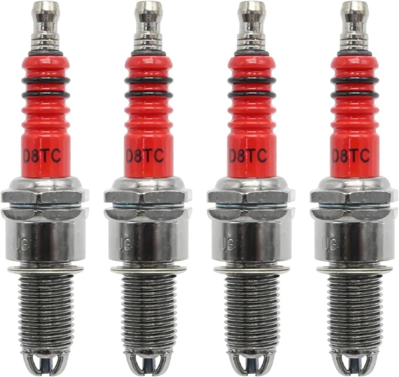 Flycross 4 Pack D8TC 3 Electrode Spark Plug Replacement for CG 125cc 150cc 200cc 250cc CF250 4 Stro…