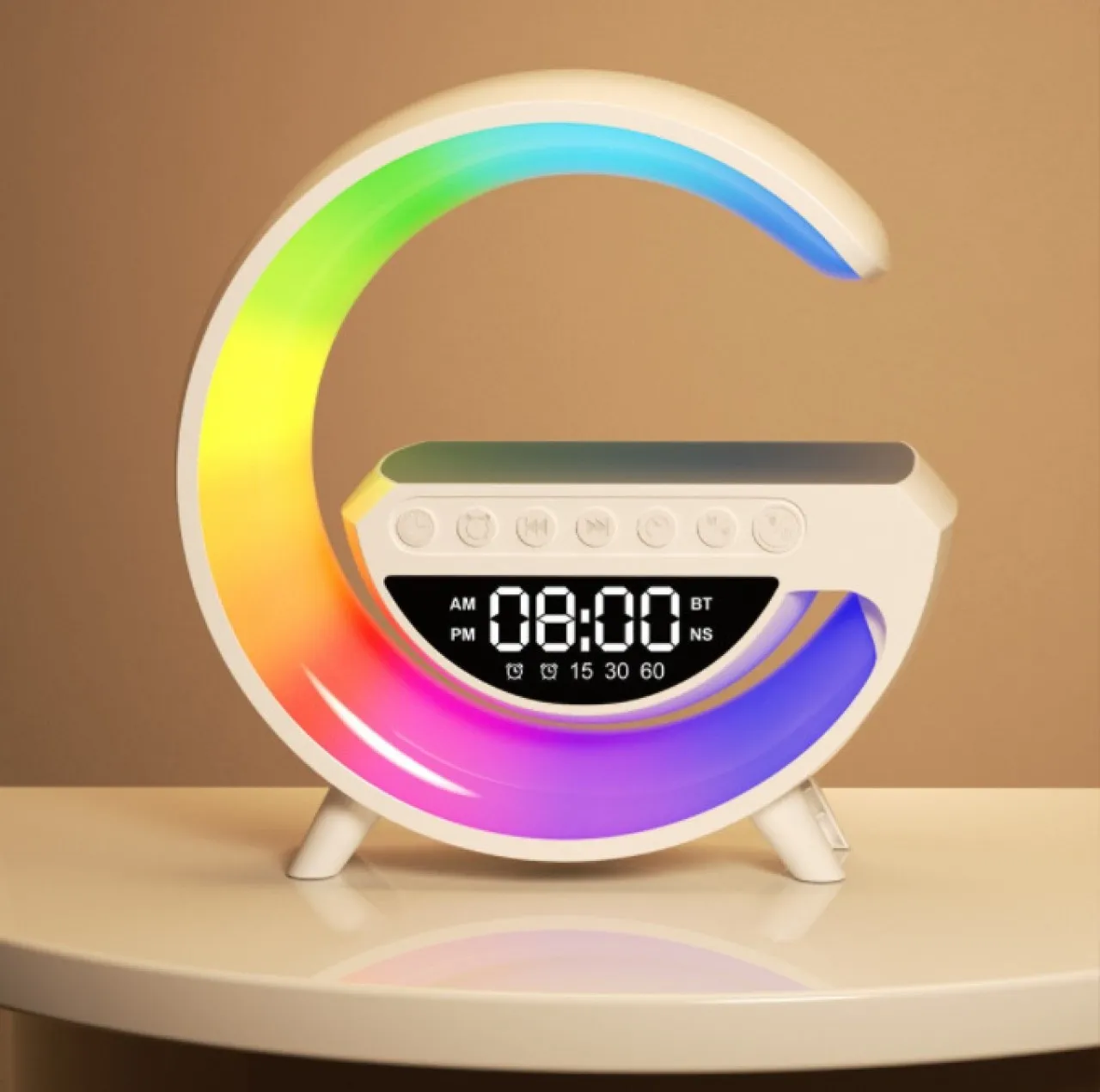 Lingfeng Charging Ambient Light Speaker Alarm Clock Multifunctional Colorful Bedroom Light Desktop …