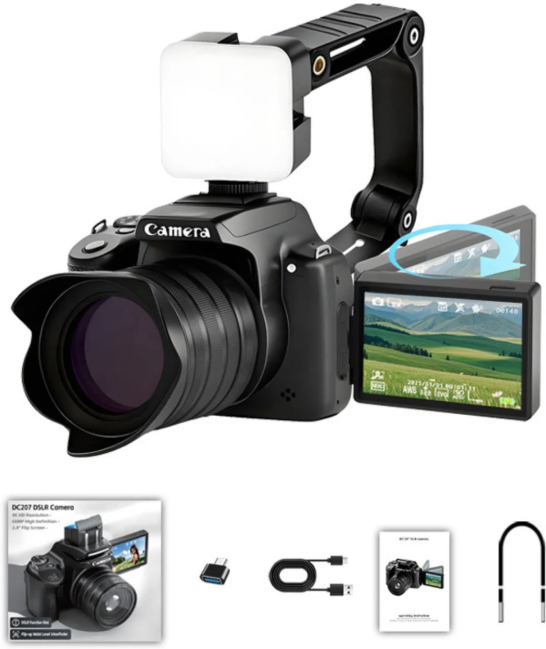 marevic 4k high definition 64 million pixel WiFi digital camera night vision dual camera mirrorless…