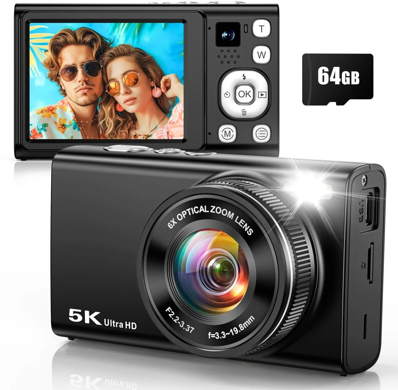 Finevr 5K 96MP Digital Camera for Photography with 6X Optical Zoom,2026 Upgraded Autofocus Vlogging…