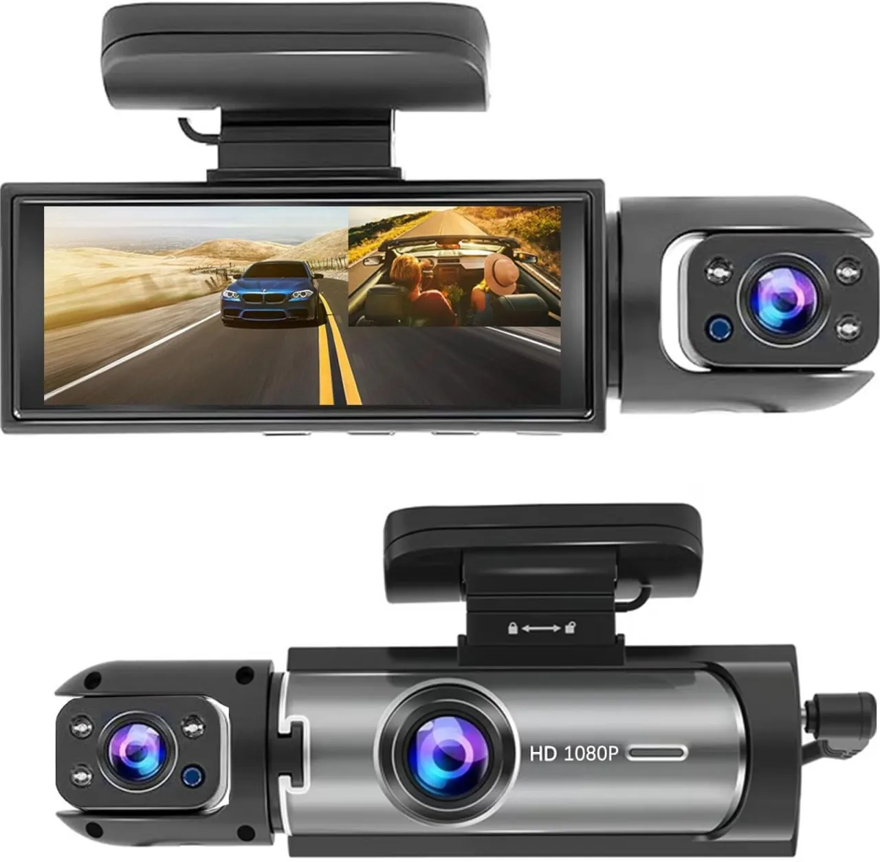 Finevr Dash Cam Front and Inside, 1080P Dual Dash Cam for Car, 3.16 Inch IPS Screen Driving Recorde…