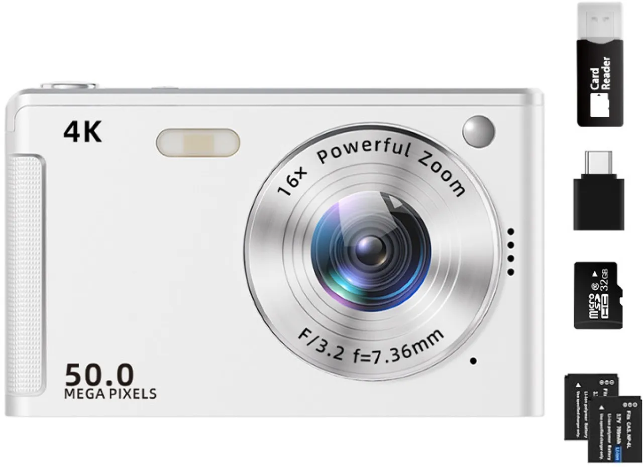 Finevr Digital Camera,Autofocus 4K Vlogging Camera for Photography with 32GB Card,48MP Portable Com…