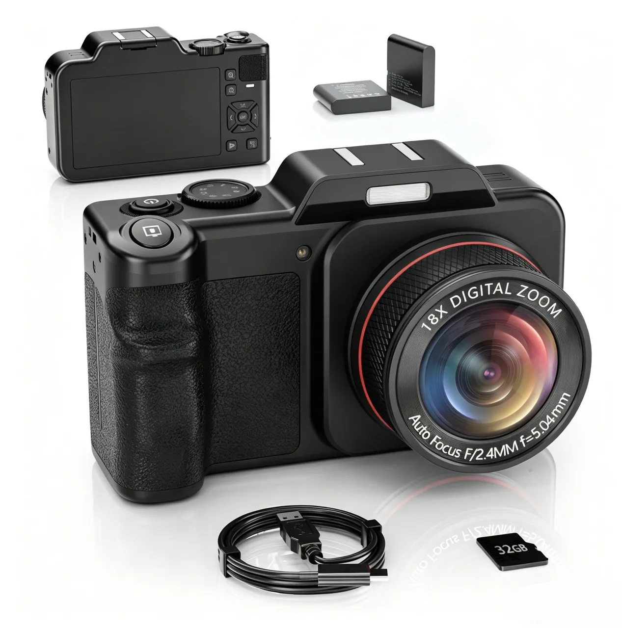 Finevr 5K-Digital-Cameras for Photography: 2026 Upgrade 80MP 3.5"+2" Dual Screen for Self-Framing 1…