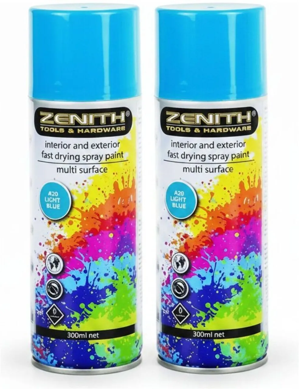 Zenith Light Blue Spray Paint 300ml Gloss Flammable Spray Paints