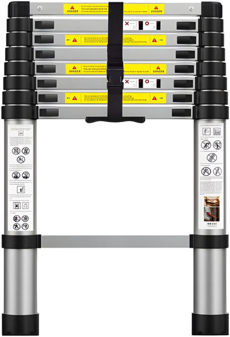 MHC Outdoor Aluminum Compact Ladder, Heavy Duty Folding Telescopic Ladders - 380 cm Aluminium Ladder