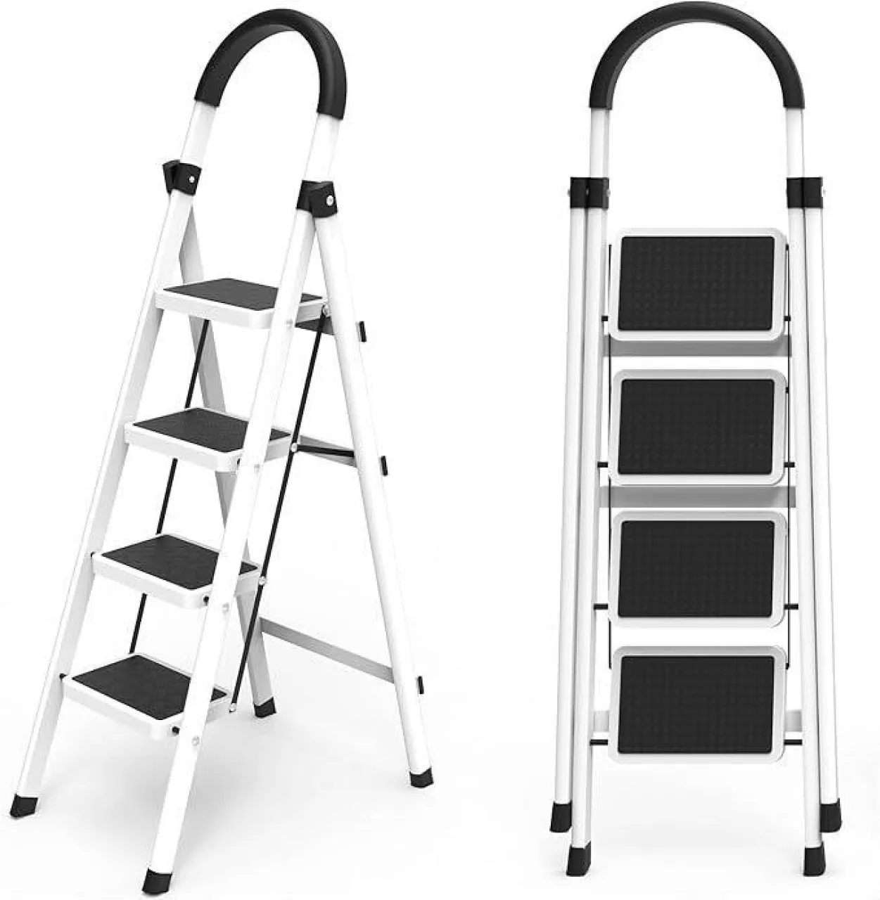 ITECHX Ladder 4 Steps, Home Ladder Folding Step Stool with Wide Anti-Slip Pedal, Adults Folding Stu…