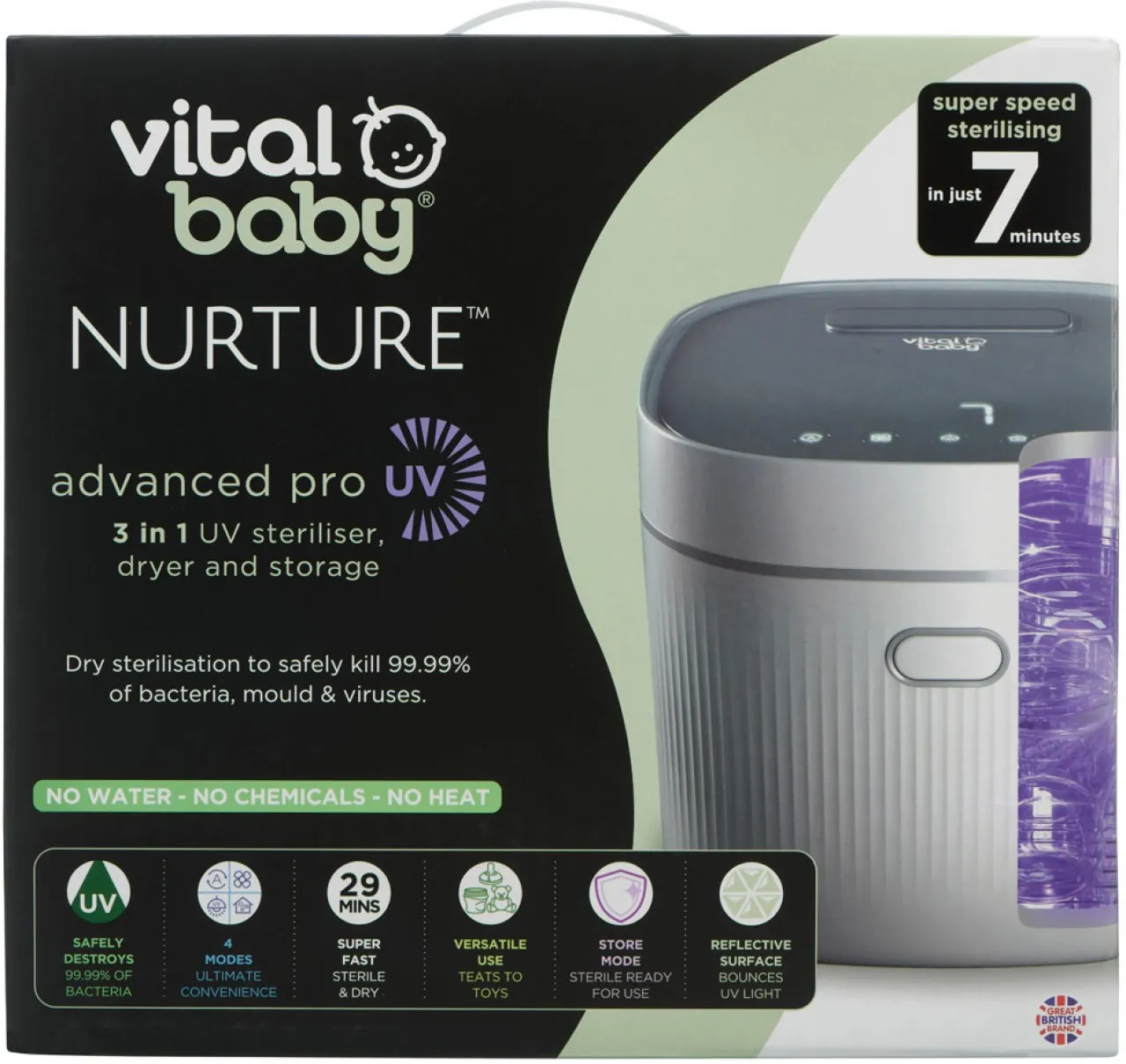Vital Baby NURTURE advanced pro UV steriliser & dryer - arctic white - 6 Slots