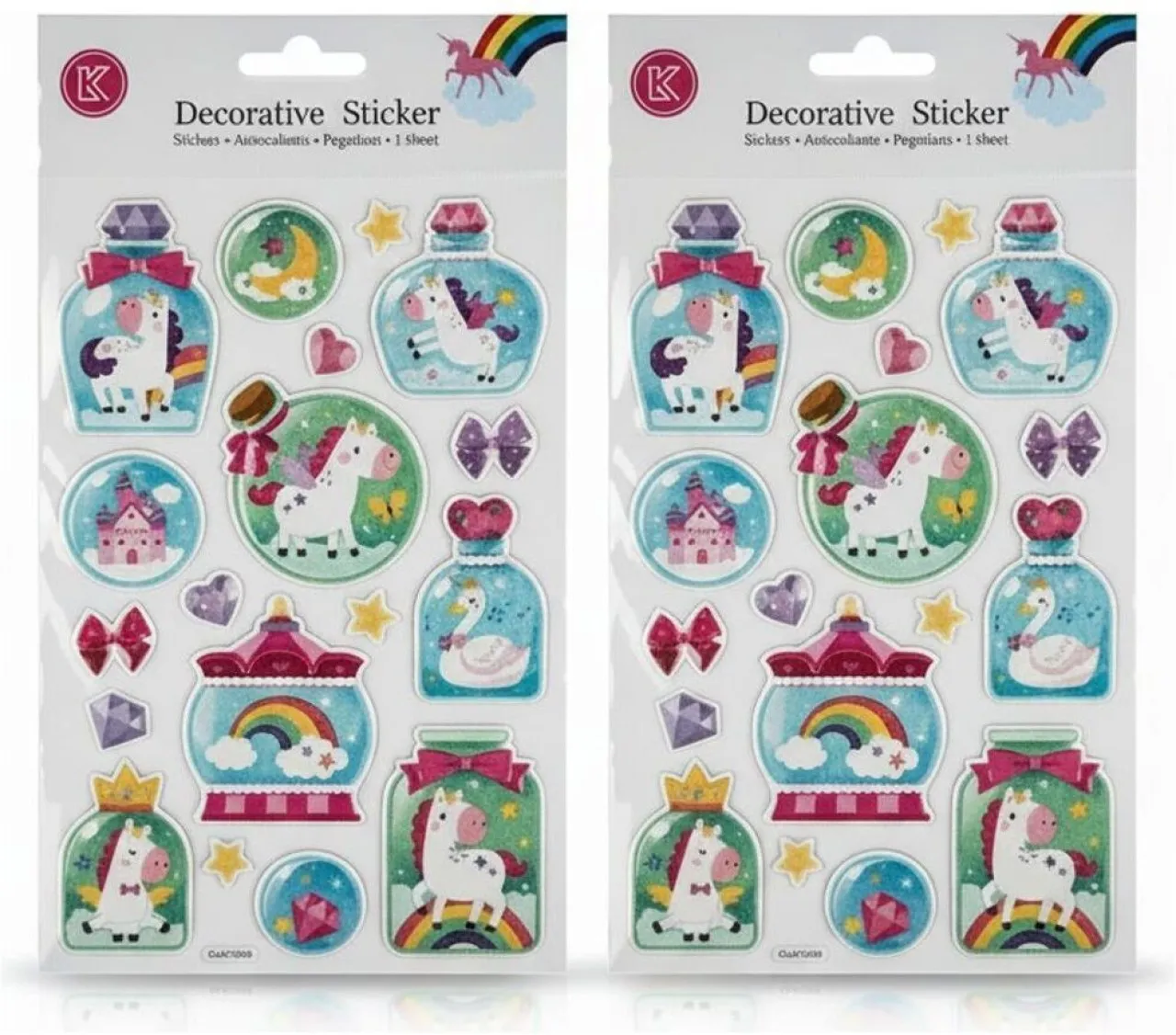 Vensico 3 cm Unicorn Sticker with Embossed Foil Outline Self Adhesive Sticker