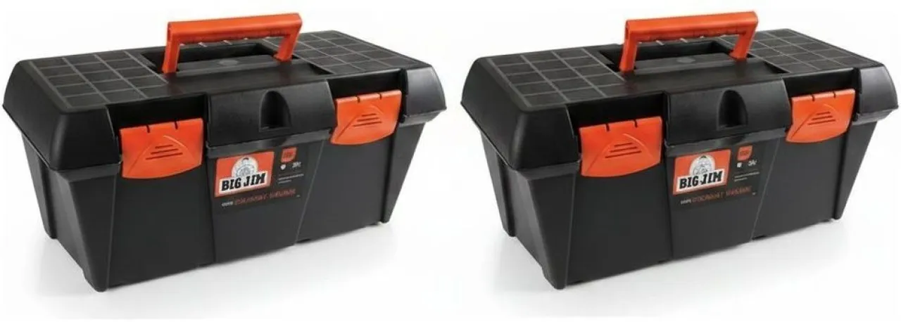 Big Jim 48cm Stackable Toolbox with Removable Tray Storage Box