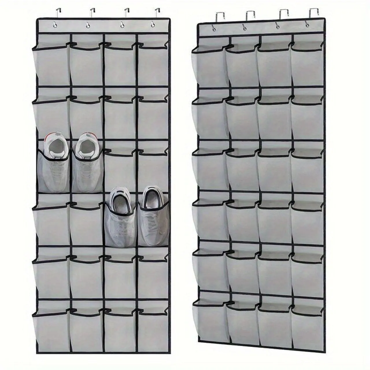 Huanix Over-the-door hanging organizer with clear window, Grey 4 layers Plastic Organizer Kitchen R…