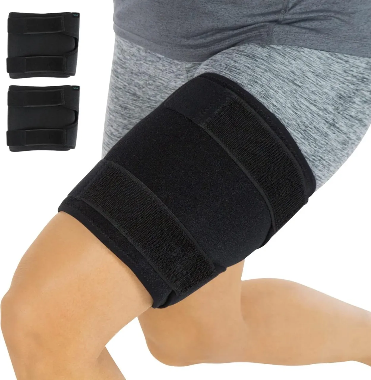NEXUS Thigh & Hamstring Compression Sleeve Brace for Men & Women (2 Pack, Black) - Pain Relief Supp…