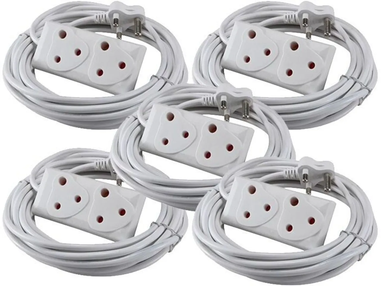 SMTE 10m Extension Cord With A Two-Way Multi-Plug Extension Lead Bulk 5 Pack 2  Socket Extension Bo…