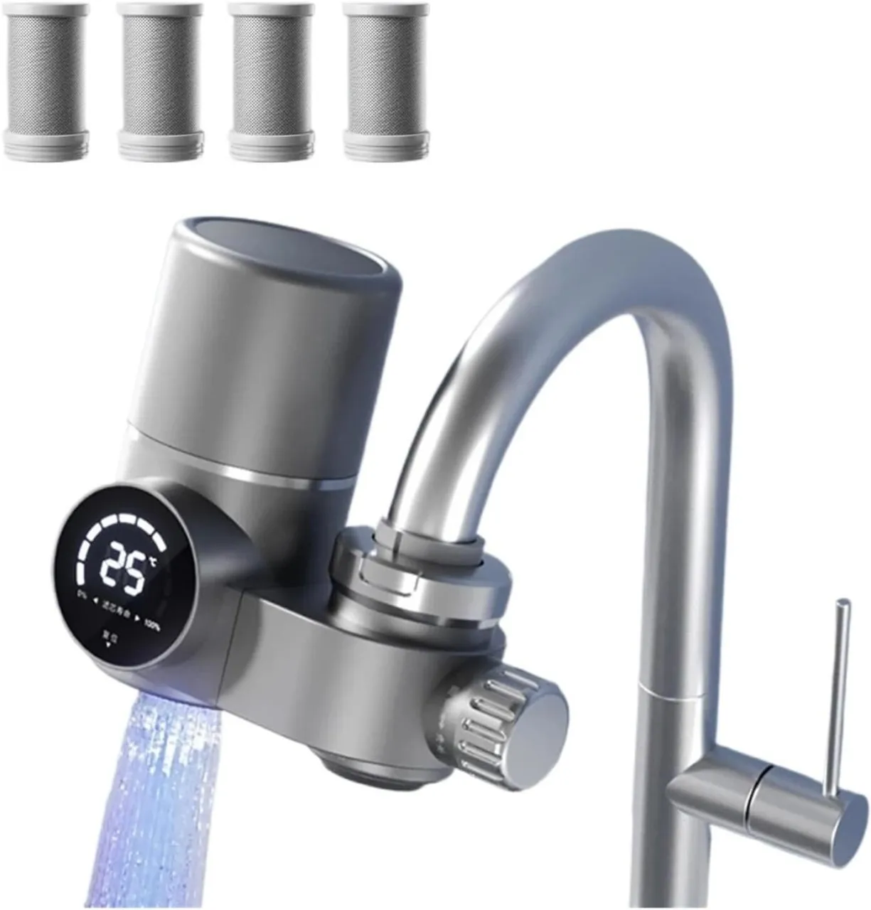 WEIWEISTORE Faucet Extender Water Filter, With UV Light & LED Display, Kitchen Anti-Scaling & Steri…