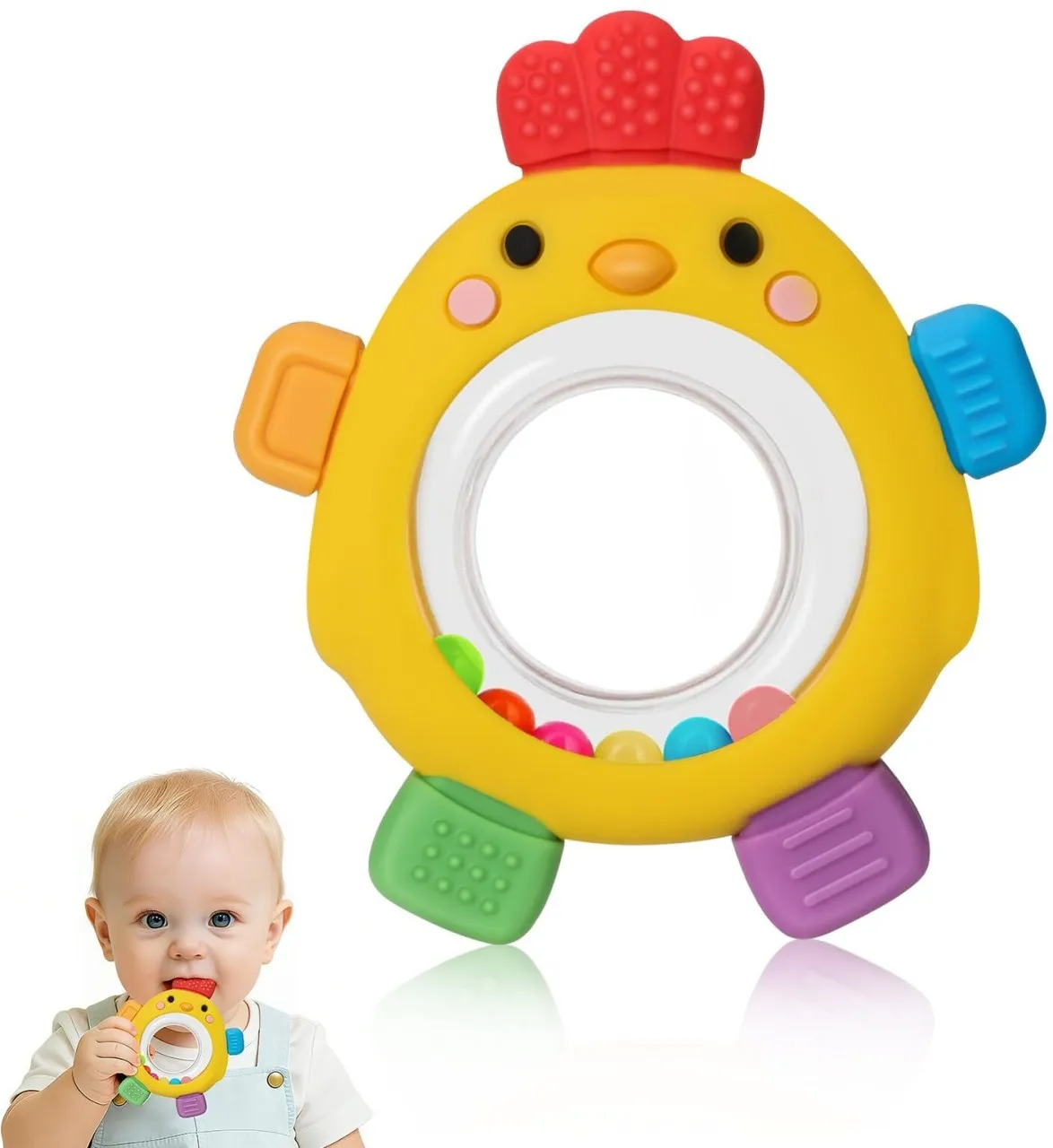 Tidecus Baby Teething Toy for Babies Over 3 Months, BPA-Free Silicone Teether, Teething Relief & Fu…