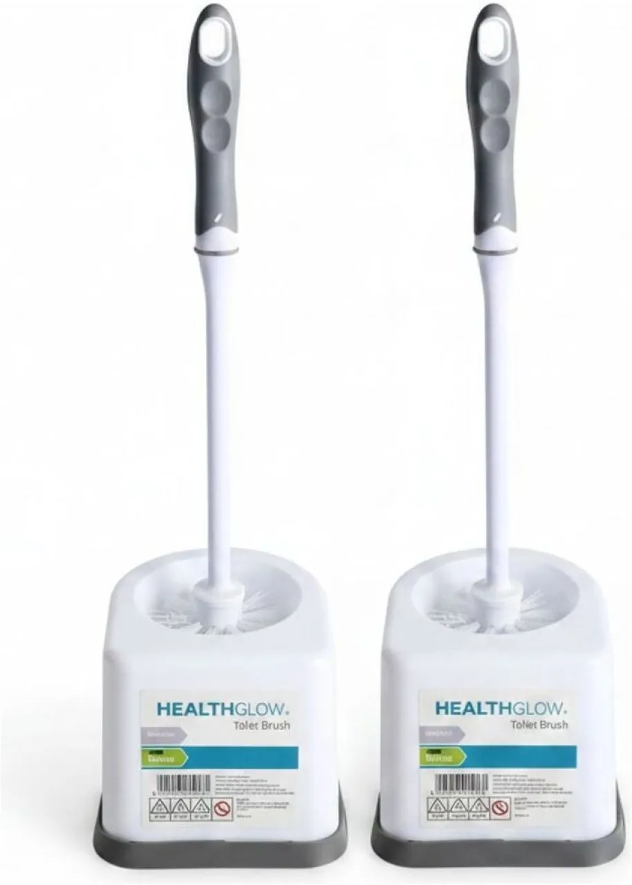 Health Glow Toilet Brush with Stand 40 cm Plastic Cleaning Tool 2 Pack Toilet Brush  with Holder