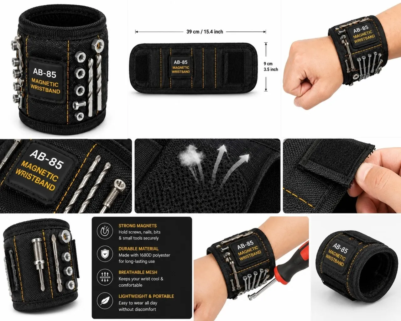 MAGNETIC MINI TOOL WRISTBAND AB-85 Metal, Fabric Tool Bag