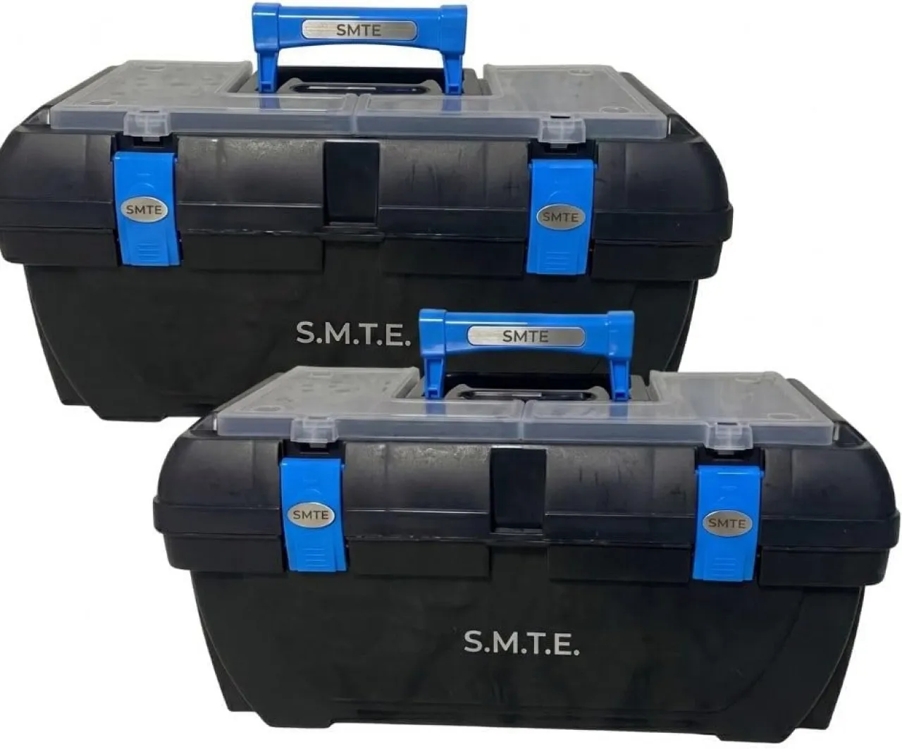 SMTE DIY Toolbox Set - 2 Piece with Carry Handles and Secure Latches Tool Box with Tray