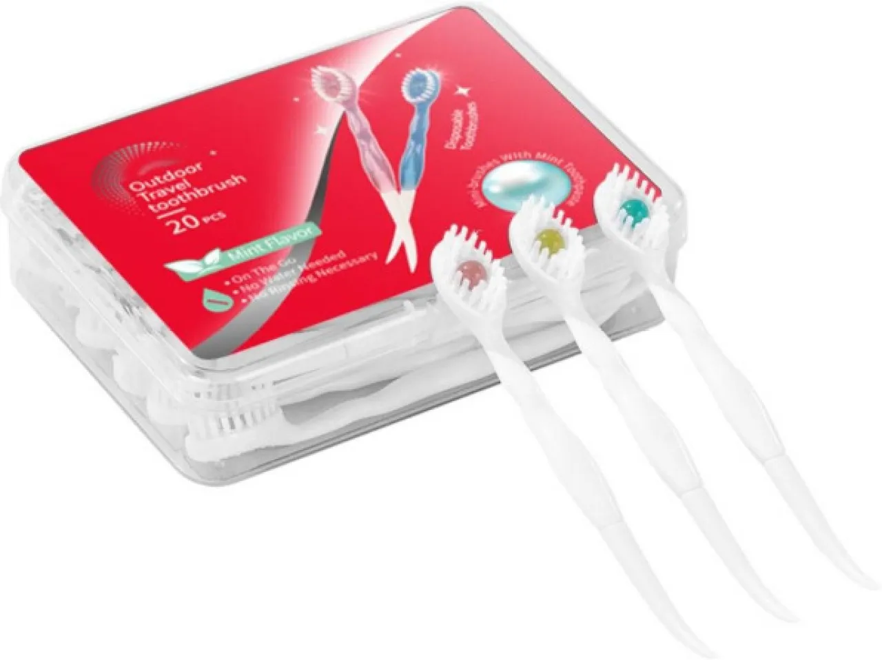 Amigo Disposable Toothbrushes with With Bursting Beads and Toothpicks for Work & Travel 20 Pack -Mi…