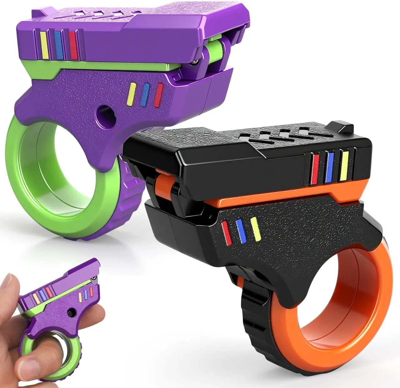 LDN EDC Multi-Function Rotatable Finger Ring Stress Relief Fidget Toy Money Gun