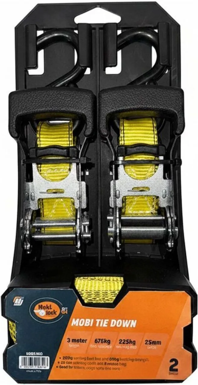 Mobi-Jack 25mm x 3m Ratchet Strap - 220kg Load Capacity Ties & Straps Reflective Tape