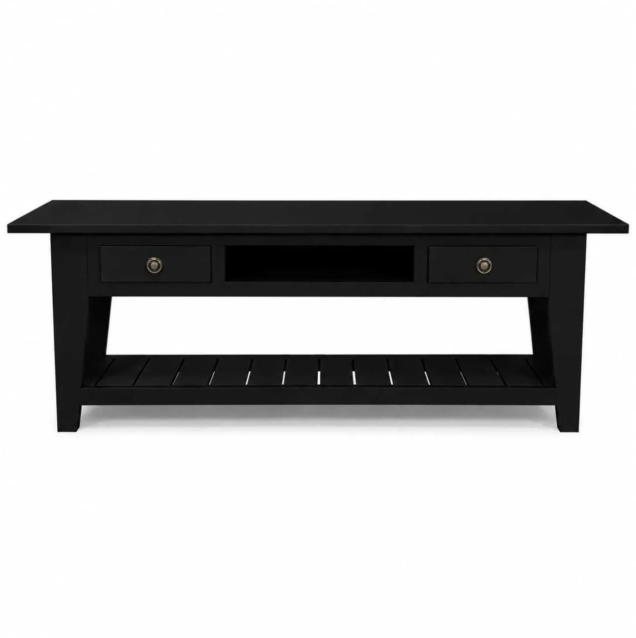 traderootswoodworx full black Solid Wood TV Entertainment Unit