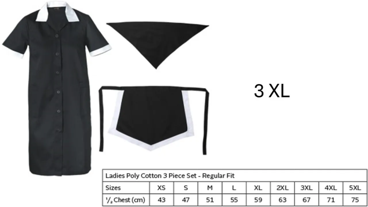 Domestic / Maid Set 3 Peices Black Uniform Shirt