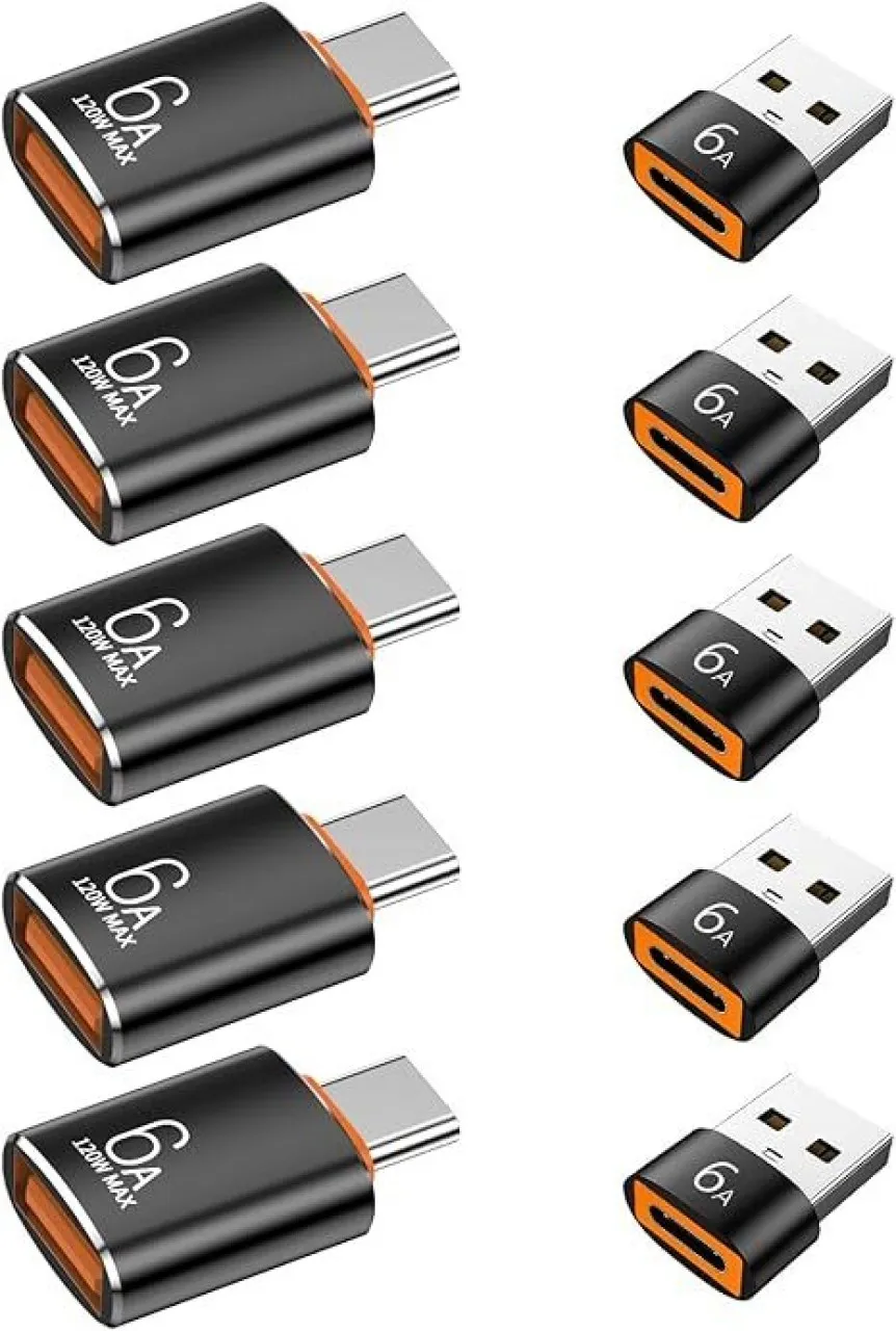marevic 10-Pack 10Gbps/120W USB C to USB Adapter & C Male to 3.1 Female Charger,Compatible with Mac…