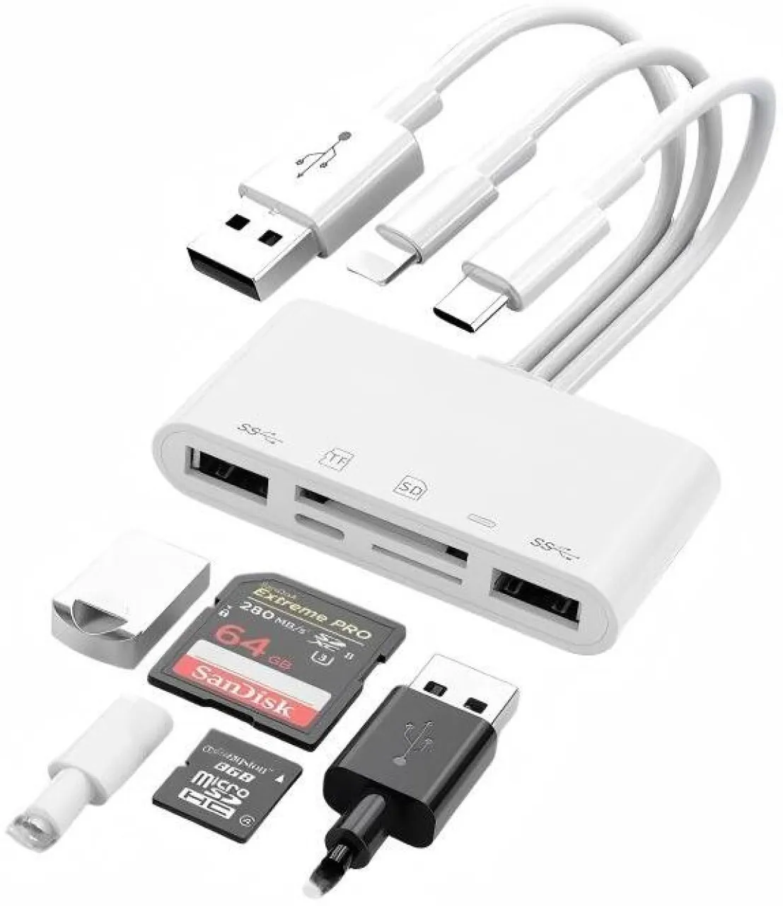 TAOJIANG 5-in-1 memory card reader 5-in-1 memory card reader, USB OTG adapter, iPhone, iPad, Mac US…