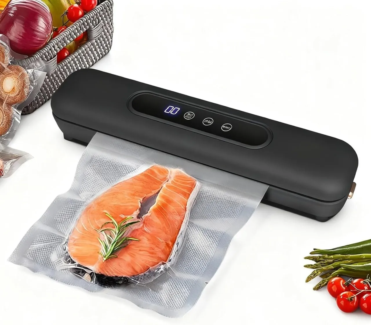 linglian Vacuum Sealer Machine, Automatic Sous Vide & Marinator, Extend Food Freshness, Space Savin…