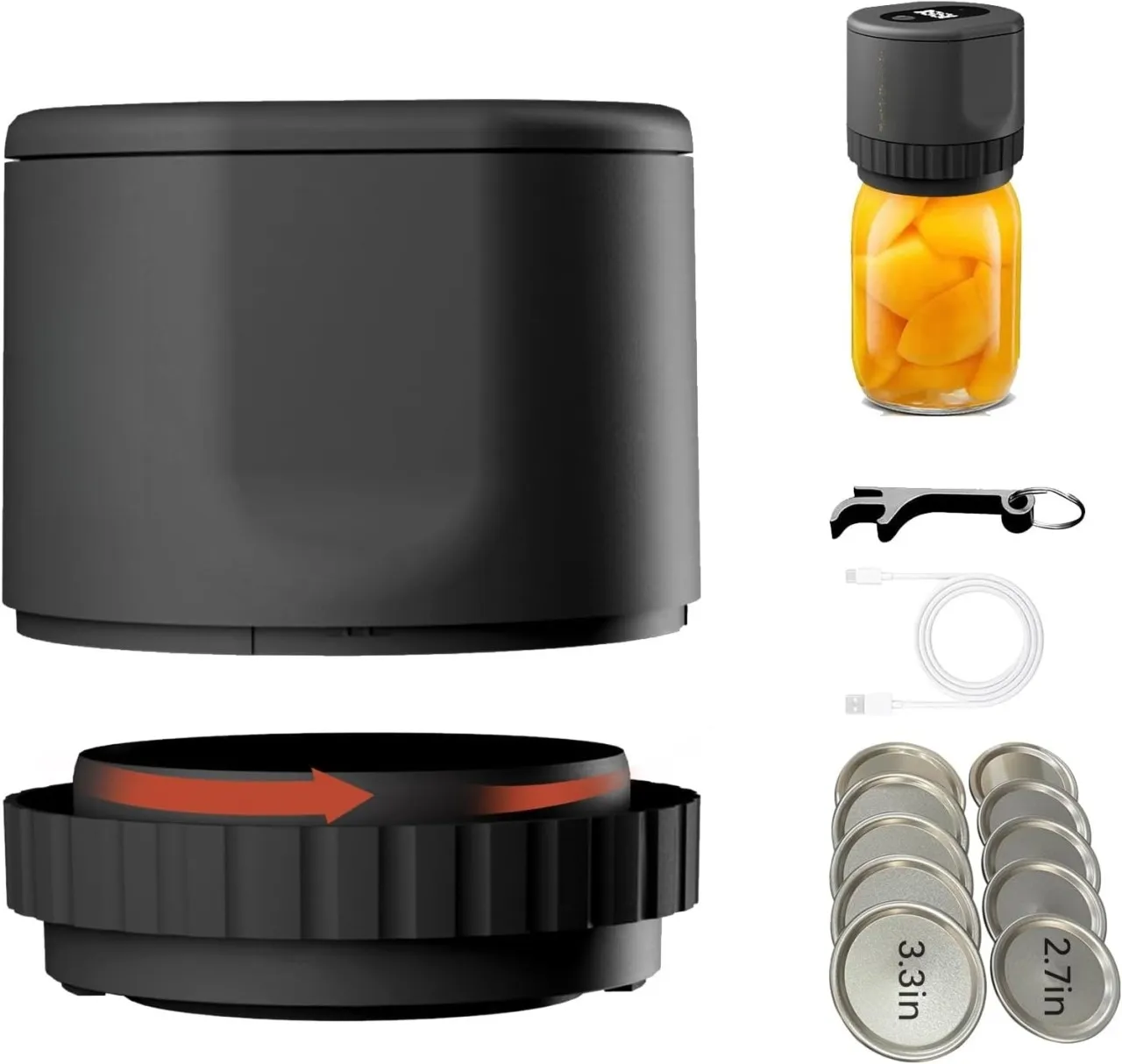 linglian Electric Mason Jar Vacuum Sealer - Automatic Mason Jar Sealer Vacuum Kit for Wide Mouth an…