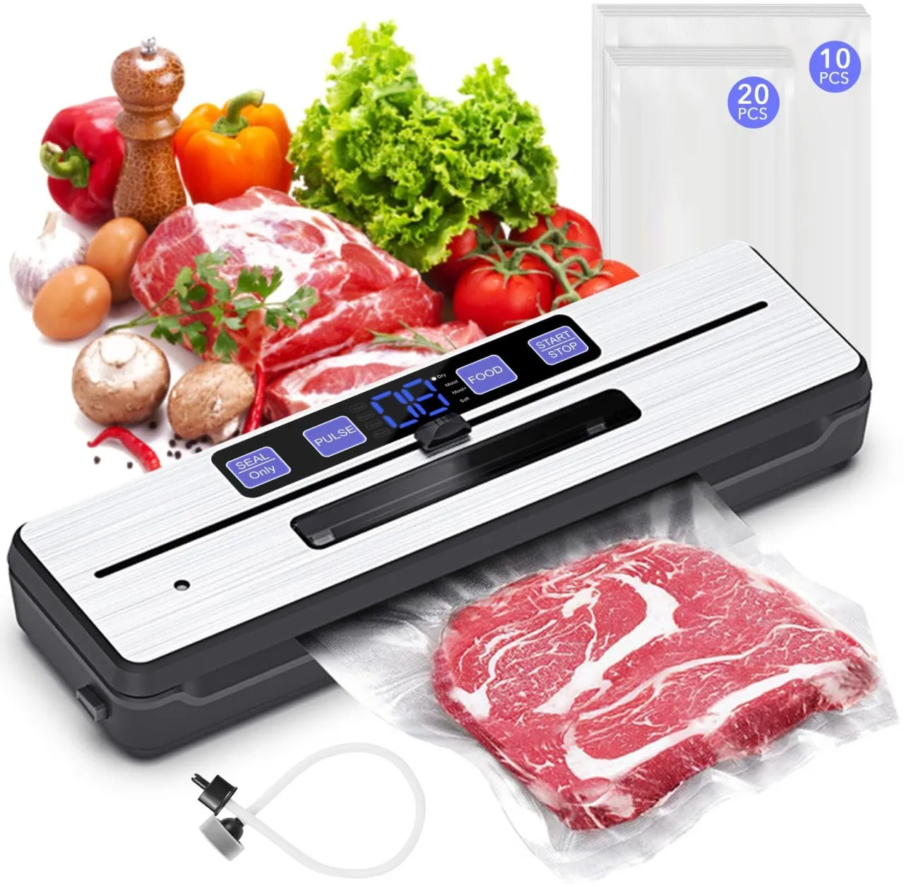 Moucles Food Saver Vacuum Sealer Machine , 7-in-1 Multi-Functional Vacuum Sealer, Food Sealer for F…