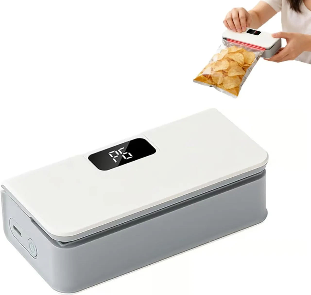 SHIJIN USB-C Rechargeable Mini Bag Sealer, One-Touch, Adjustable & Portable Freshness, 6-Level Adju…