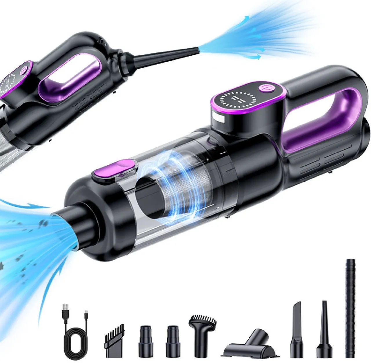Moucles 17000mbar Strong Suction Handheld Car Vacuum Cordless, 2-in-1 Blow & Suction Portable Mini …