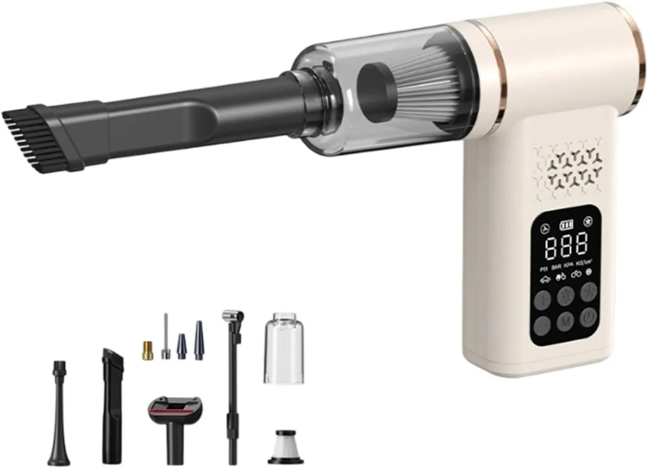 SHIJIN Cordless Car Vacuum & Tire Inflator 5-in-1 with Digital Display,Rechargeable 150PSI/10.5Bar …