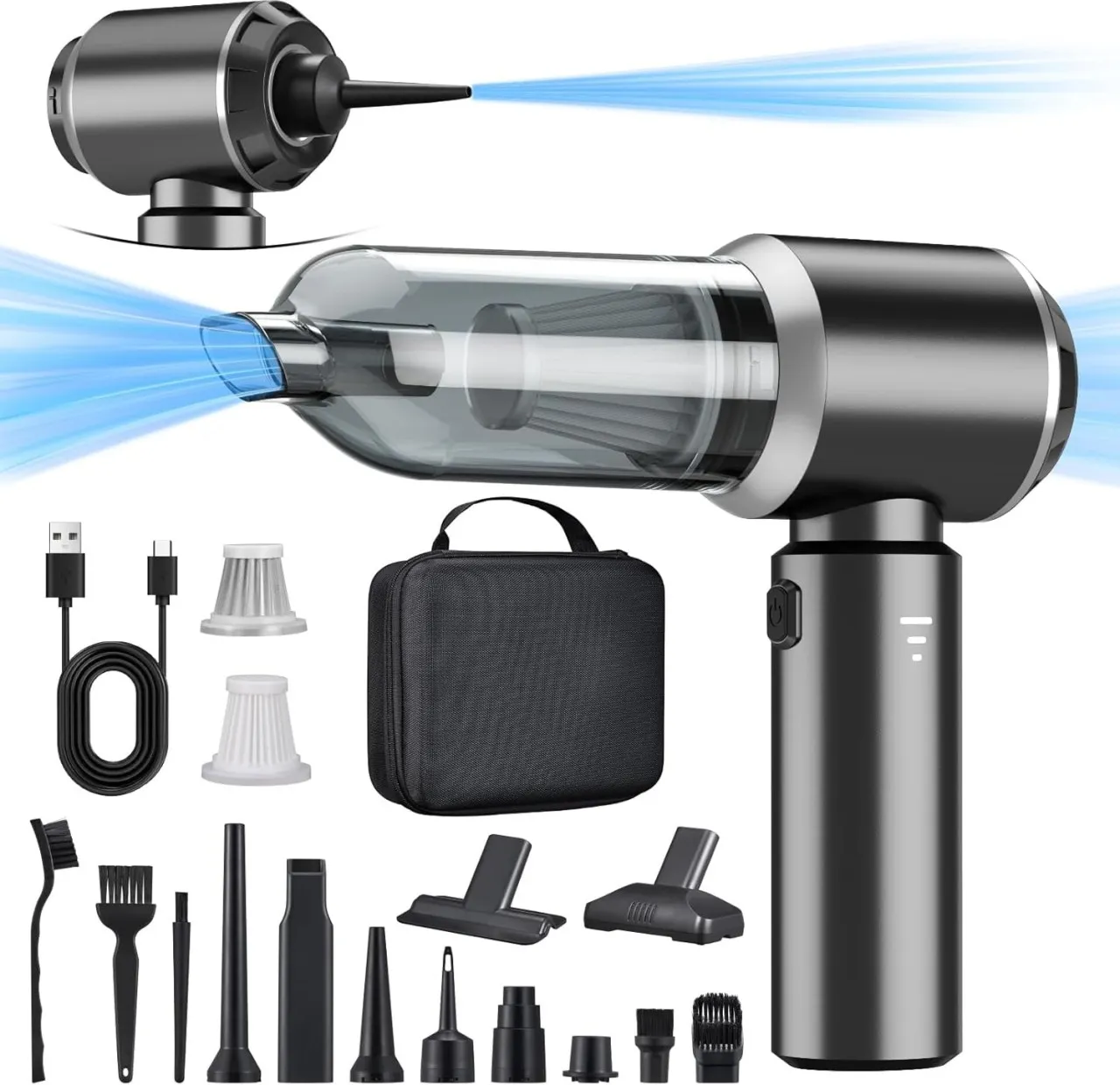 marevic Car Vacuum Portable Cordless 20000PA High Power 4-in-1 Compressed Air Duster & Air Blower &…